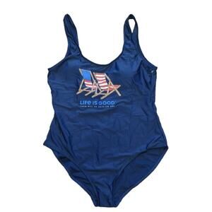 Life is Good Women's Standard Classic Scoop One Piece-Navy-Size Large-NWT-C136